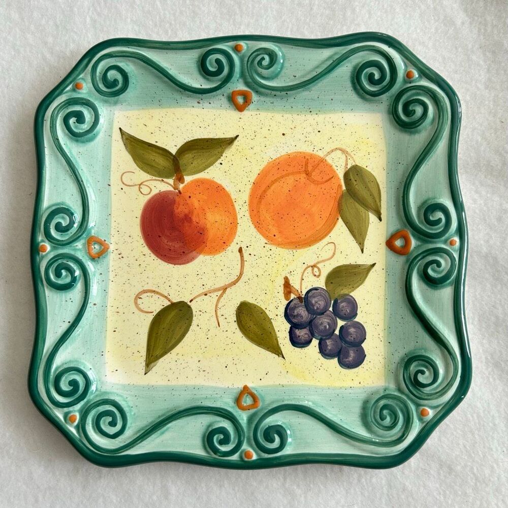 Medici by Tabletops Unlimited Hand Painted Square Fruit Plate
